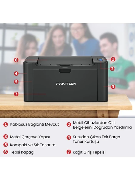 Pantum P2500W Yazıcı Wi-Fi Mono Lazer Yazıcı ( Opsiyonel Dolum İmkanı ) - Resim 5