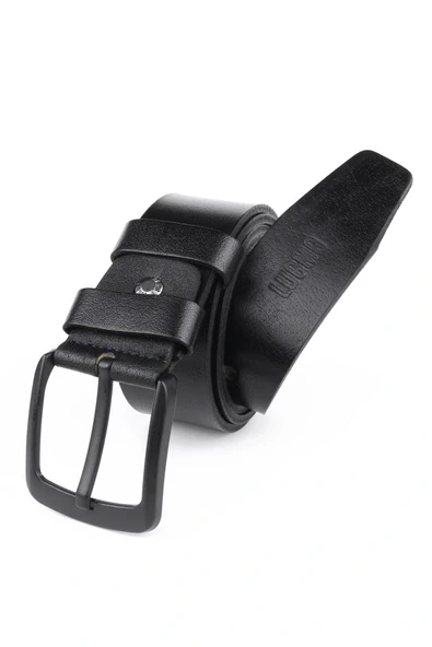 Lugmo Battal Boy Hakiki Deri Erkek Kemeri Siyah 4,5 cm - Resim 2