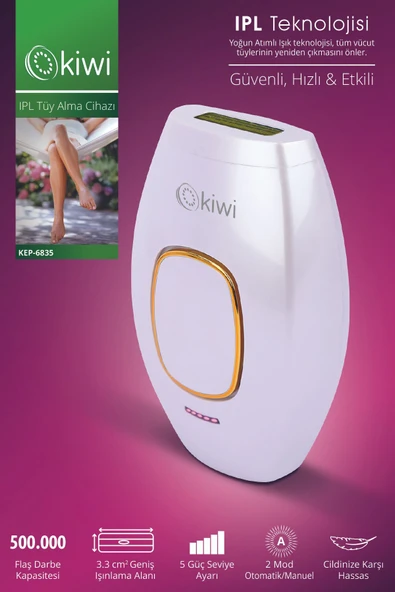 Kiwi Ipl  Lazer Epilasyon Tüy Alma Cihazı Otomatik Yüz,vücut,hassas Bölge Kullanımı 500.000 Atım 6835 - Resim 2