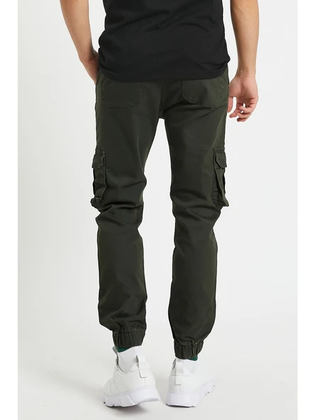 Serseri Jeans Haki Renk Erkek Yandan Cepli Jogger Paçası Lastikli Pantolon - Resim 4