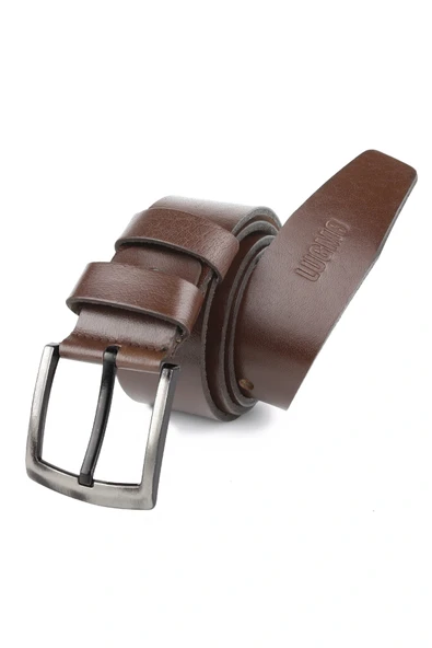 2 Adet Hakiki Deri Erkek Kemer Eko 4,5 cm Kot Siyah-Kahverengi - Resim 2