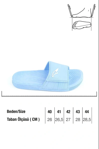 Gezer Erkek Kaymaz Terlik Balkon Plaj Havuz Islak Zemin Terliği Kartal Mavi - Resim 3