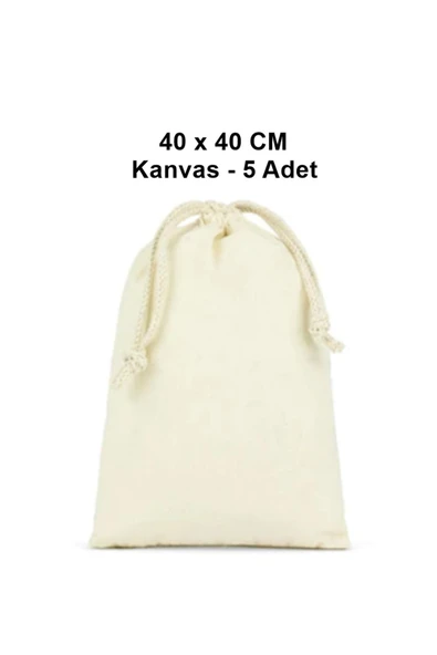 Elbasan Tekstil Kanvas 40cm X 40 Cm Büzgülü Torba 5 Adet ürün görseli 1