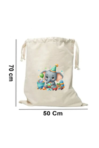 Elbasan Tekstil 50 x 70 cm Kanvas Oyuncak Torbası Sevimli Fil ürün görseli 1
