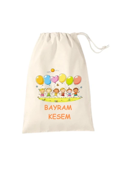 Elbasan Tekstil 5 Adet Bayram Harçlık kesesi Balon Ham bez Kese 13 x 15 cm ürün görseli 1