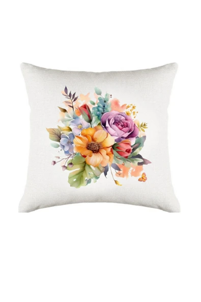 Elbasan Tekstil Flowers/Vintage Dijital Baskılı 4'lü Kırlent Kılıfı Seti 43 x 43 - Resim 2