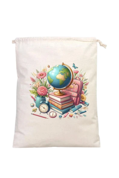 Elbasan Tekstil Dünya Temalı Kitap Kesesi 20 x 30 cm ürün görseli 1