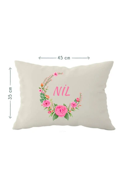 Elbasan Tekstil İsme Özel Bebek Yastık Kılıfı Çiçek 35 x 45 cm ürün görseli 1