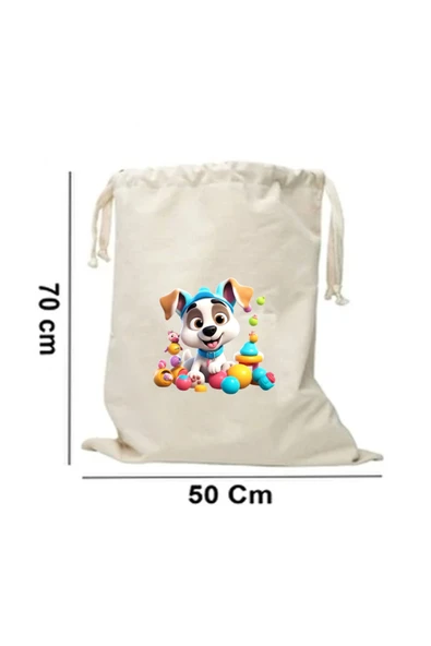 Elbasan Tekstil 50 x 70 cm Kanvas Oyuncak Torbası Sevimli Köpek ürün görseli 1