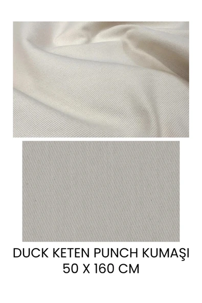 Elbasan Tekstil Duck Keten Punch Kumaşı 50 x 160 cm Ekru ürün görseli 1
