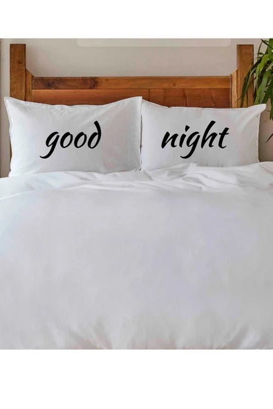 Elbasan Tekstil 2 Adet Good Nightg Tasarım Yastık Kılıfı 30x50 Cm - Resim 3