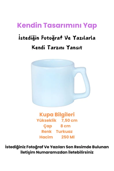 Elbasan Tekstil Kendin Tasarla Turkuaz Kupa Bardak, Fotoğraflı Ve Yazılı Özel Tasarım Turkuaz Kupa Bardak, Mug ürün görseli 1