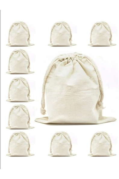 Elbasan Tekstil 10 Adet 30x40 Hambez Büzgülü Kese Bakliyat Kesesi Kına Düğün Organizer Kese ürün görseli 1