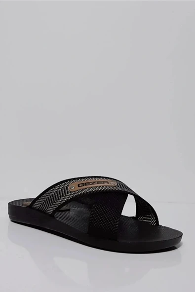 Gezer Erkek Halatlı Siyah Terlik Sokak Yazlık Siyah ürün görseli 1