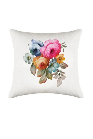 Elbasan Tekstil Flowers/Vintage Dijital Baskılı 4'lü Kırlent Kılıfı Seti 43 x 43 - Resim 3