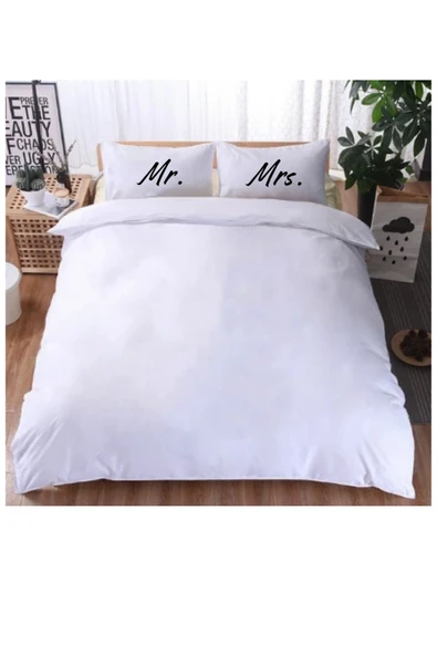 Elbasan Tekstil 2 Adet Mr. Mrs. Tasarım Yastık Kılıfı 30x50 Cm - Resim 3