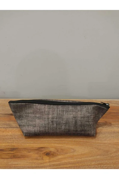 Elbasan Tekstil Kırçıllı Kadife Yıkanabilir Fermuarlı Tek Göz Bez Kalemlik Makyaj Çantası ürün görseli 1