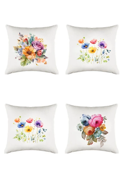 Elbasan Tekstil Flowers/Vintage Dijital Baskılı 4'lü Kırlent Kılıfı Seti 43 x 43 ürün görseli 1