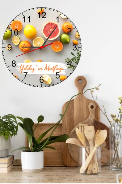 Elbasan Tekstil Kişiye Özel Mutfak Duvar Saati 30 x 30 Cm Ahşap ürün görseli 1