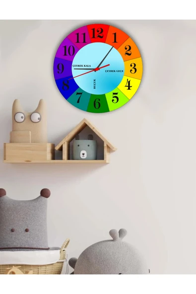 Elbasan Tekstil Saat Öğreniyorum Çocuk Duvar Saati Ahşap 29 x 29 cm ürün görseli 1