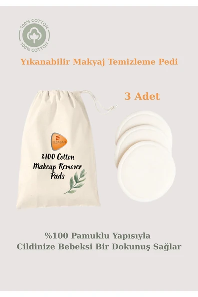 Elbasan Tekstil 3 Adet Yıkanabilir Makyaj Temizleme Pedi ürün görseli 1