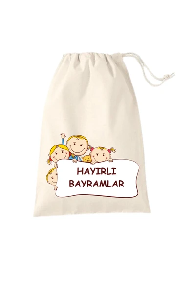 Elbasan Tekstil 5 Adet Bayram Harçlığı Kesesi Ham Bez Kese 13x15 cm ürün görseli 1