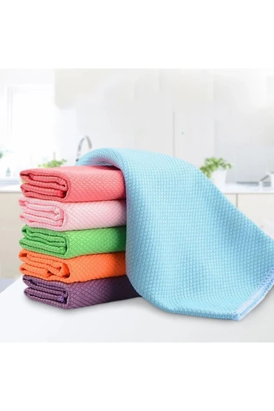 Elbasan Tekstil 4 Lü Microfiber Cam Bezi 40 X 40 Cm - Alman Kalite Baklava Desen Temizlik Bezi Iz Bırakmayan ürün görseli 1