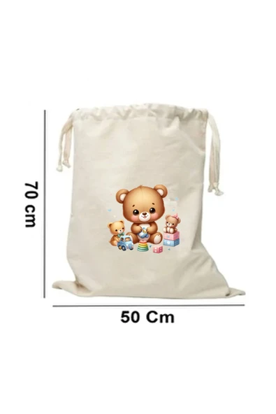 Elbasan Tekstil 50 x 70 cm Kanvas oyuncak Torbası Sevimli Ayıcık ürün görseli 1