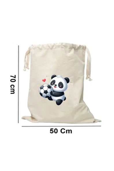 Elbasan Tekstil 50 x 70 cm Kanvas Oyuncak Torbası Futbolcu Panda ürün görseli 1