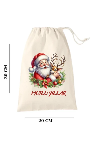 Elbasan Tekstil Noel Baba Temalı 20 x 30 Cm Hambez Kese ürün görseli 1