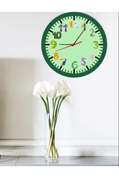 Elbasan Tekstil Animals Çocuk Odası Duvar Saati 29 x 29 cm Ahşap ürün görseli 1