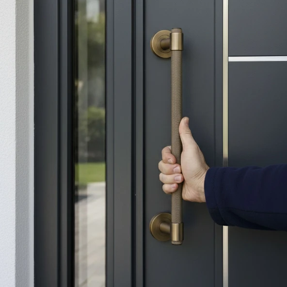 Punch 50 cm Sürgülü Kapı Çekme Kolu Antik Sarı Tutma Kulpu Kulbu Çelik Dış Kapı Tutamağı Kol - Resim 3