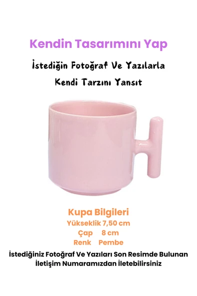 Elbasan Tekstil Kendin Tasarla Pembe Kupa Bardak, Fotoğraflı Ve Yazılı Özel Tasarım Pembe Kupa Bardak, Mug ürün görseli 1