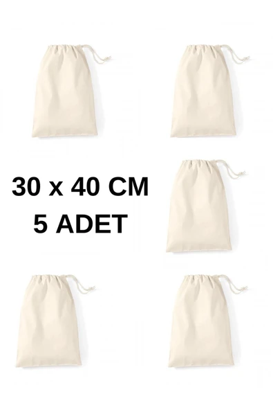 Elbasan Tekstil 5 Adet 30x40 Hambez Büzgülü Kese Bakliyat Kesesi Kına Düğün Organizer Kese ürün görseli 1