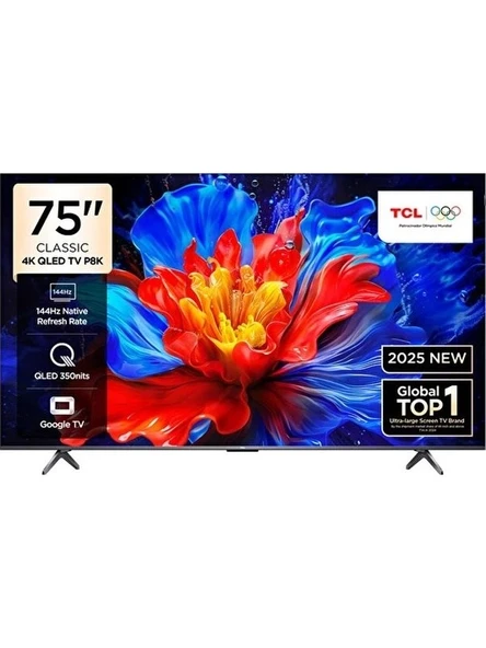 TCL 75P8K 75" 190 Ekran Uydu Alıcılı 4K Ultra HD Google QLED TV ürün görseli 1