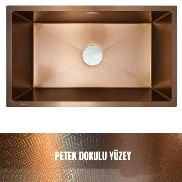 GL General 40x60 Bakır Petek Dokulu Çelik Mutfak Eviyesi 304 Paslanmaz Çelik 1mm ürün görseli 1