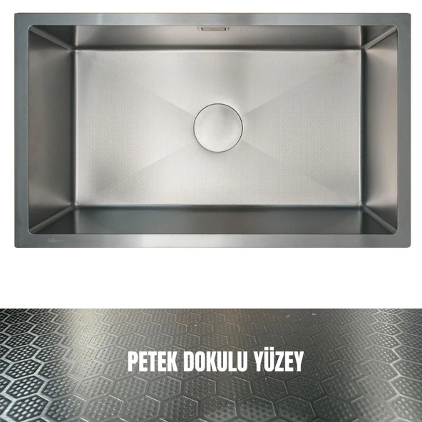 GL General 40x60 Antrasit Petek Dokulu Çelik Mutfak Eviyesi 304 Paslanmaz Çelik 1mm ürün görseli 1