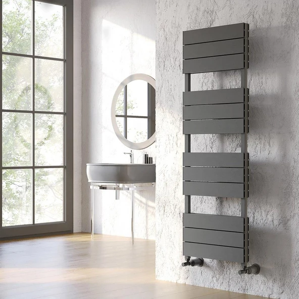 Lojimax Alüminyum Çift Panel Dekoratif Havlupan Benoit Double 1100x500mm 9 Dilim Dokulu Antrasit Gri | 1204 W Yüksek Isıl Güç | 5 Yıl Üretici Garantisi - Resim 2