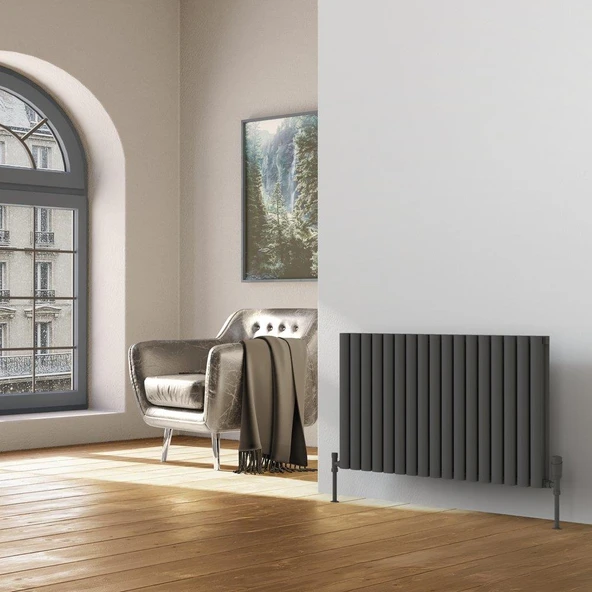 Lojimax Alüminyum Çift Panel Dikey Radyatör Bella Double 1800x286mm 5 Dilim Dokulu Antrasit Gri | 1620 W Yüksek Isıl Güç | 5 Yıl Üretici Garantisi - Resim 8