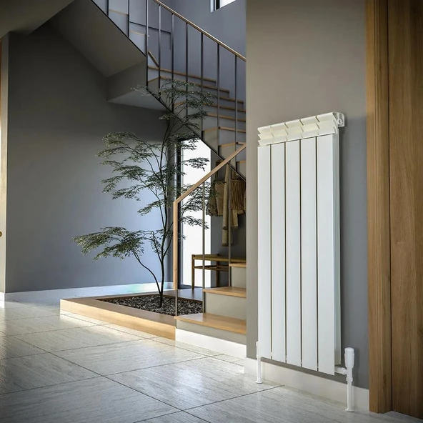 Lojimax Alüminyum Dekoratif Radyatör Besto 1800x400mm 5 Dilim Dokulu Beyaz | 823 W Yüksek Isıl Güç | 5 Yıl Üretici Garantisi ürün görseli 1