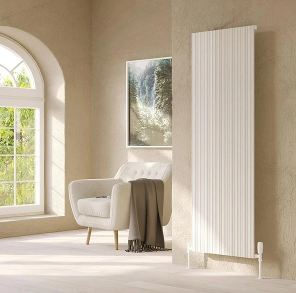 Lojimax Alüminyum Dekoratif Radyatör Bamboo 1800x359mm 3 Dilim Dokulu Beyaz | 792 W Yüksek Isıl Güç | 5 Yıl Üretici Garantisi ürün görseli 1