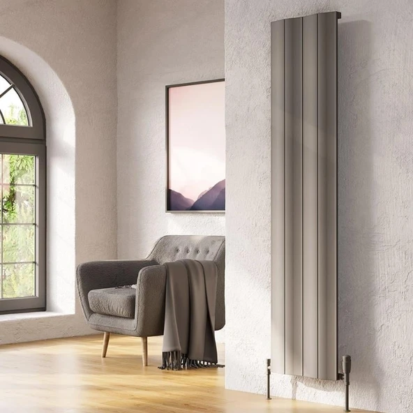 Lojimax Alüminyum Dekoratif Radyatör Amazonite 1800x204mm 2 Dilim Dokulu Antrasit Gri | 622 W Yüksek Isıl Güç | 5 Yıl Üretici Garantisi ürün görseli 1