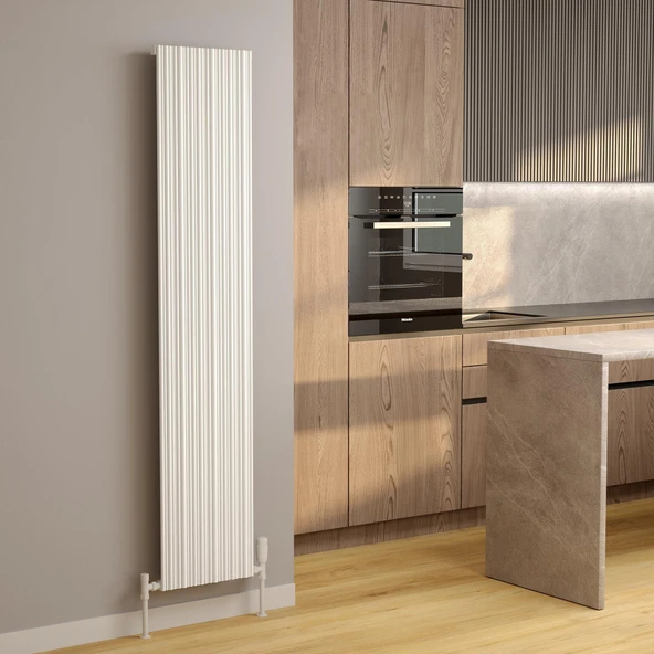 Lojimax Alüminyum Dekoratif Radyatör Bamboo 1800x359mm 3 Dilim Dokulu Beyaz | 792 W Yüksek Isıl Güç | 5 Yıl Üretici Garantisi - Resim 4