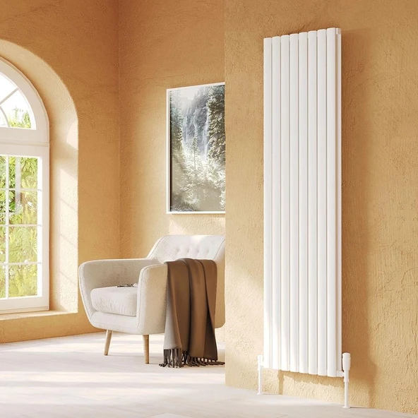 Lojimax Alüminyum Çift Panel Dikey Radyatör Bella Double 1800x286mm 5 Dilim Dokulu Antrasit Gri | 1620 W Yüksek Isıl Güç | 5 Yıl Üretici Garantisi - Resim 4