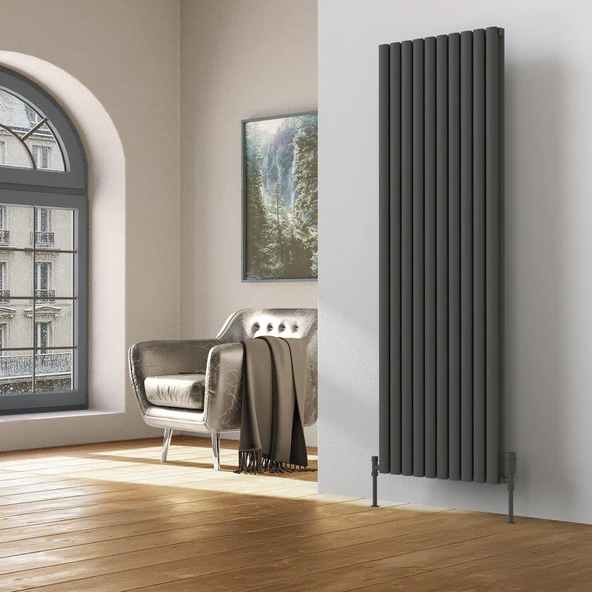 Lojimax Alüminyum Çift Panel Dikey Radyatör Bella Double 1800x286mm 5 Dilim Dokulu Antrasit Gri | 1620 W Yüksek Isıl Güç | 5 Yıl Üretici Garantisi - Resim 7