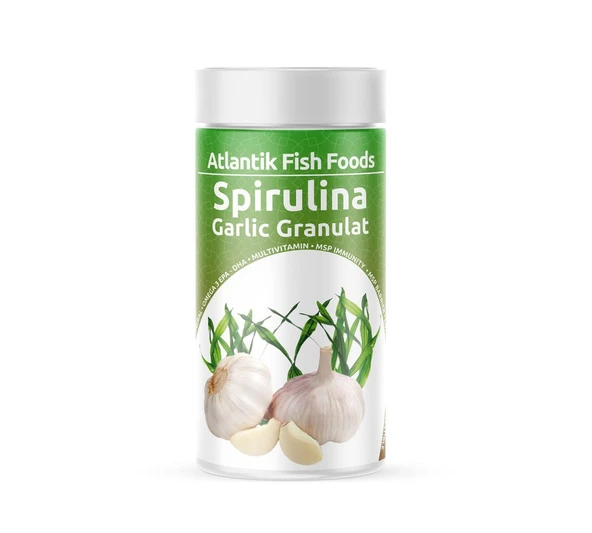 Atlantik Balık Yemi Spirulina Garlic Granulat 100 ml - Sarımsaklı Balık Yemi ürün görseli 1