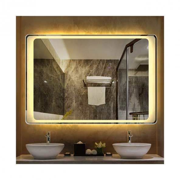 70x110 cm Kumlamalı Ledli Ayna Duvar Salon Banyo Wc Ofis Yatak Odası Boy Ledli Ayna