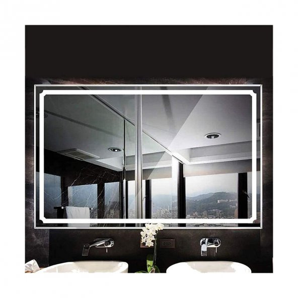 60x70 cm Kumlamalı Ledli Ayna Duvar Salon Banyo Wc Ofis Yatak Odası Boy Ledli Ayna