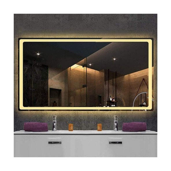 50x65 cm Kumlamalı Ledli Ayna Duvar Salon Banyo Wc Ofis Yatak Odası Boy Ledli Ayna