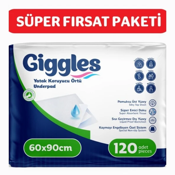 Giggles 60x90 Yatak Koruyucu Örtü 30'lu 4 Paket 120 Adet - Resim 3